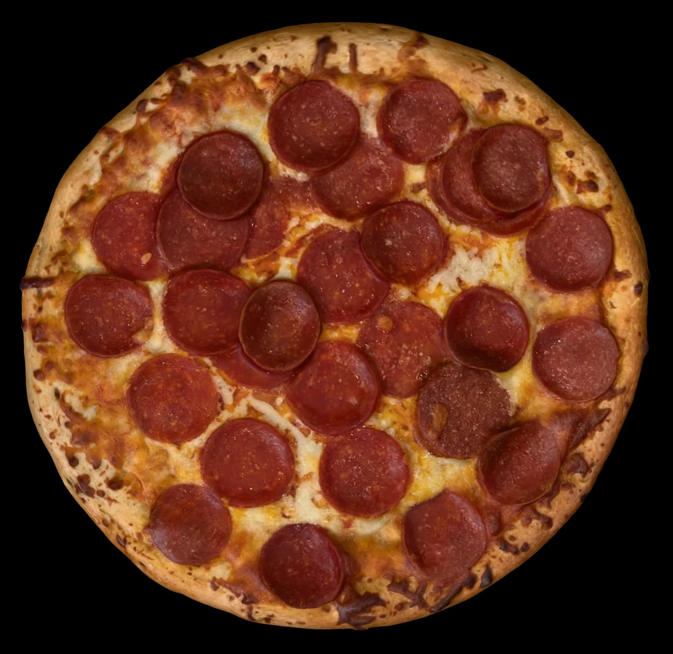 3D scan of a pepperoni pizza placed on the table in the camera view
